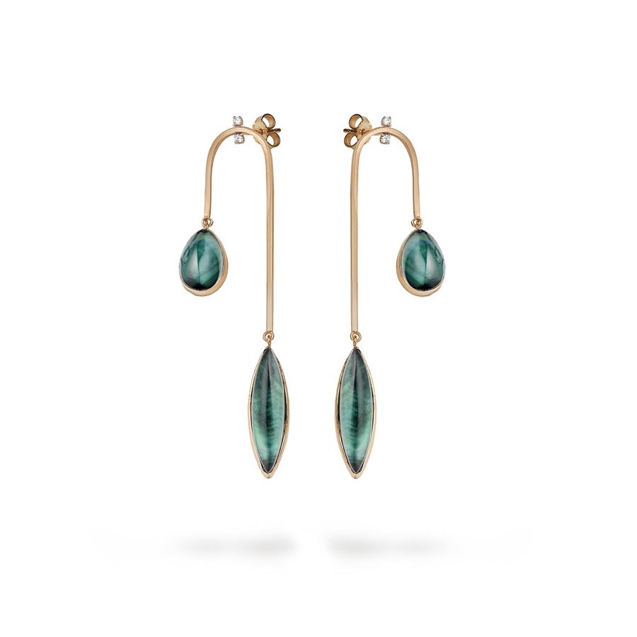 Double drop earring AURUM | OR AMO CRV MAU9R BLU CT.0,08